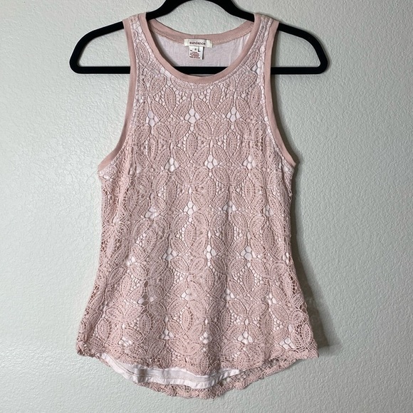 Sundance pink lace tank top women’s small EUC - Picture 2 of 6